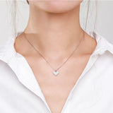 Beitil Zircon Heart 925 Sterling Silver Pendant Necklace for Women