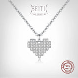 Beitil Zircon Heart 925 Sterling Silver Pendant Necklace for Women