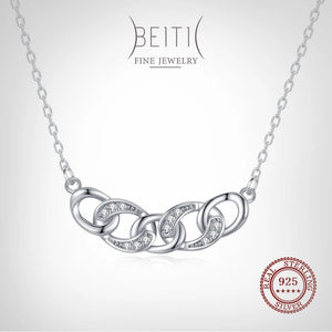 Beitil 925 Silver Chain Pendant Necklace Dazzling CZ Party Jewelry