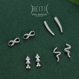 Beitil 925 Sterling Silver Line Stud Earrings Fine Jewelry