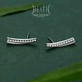 Beitil 925 Sterling Silver Line Stud Earrings Fine Jewelry