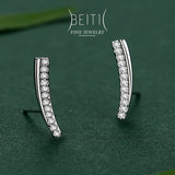 Beitil 925 Sterling Silver Line Stud Earrings Fine Jewelry