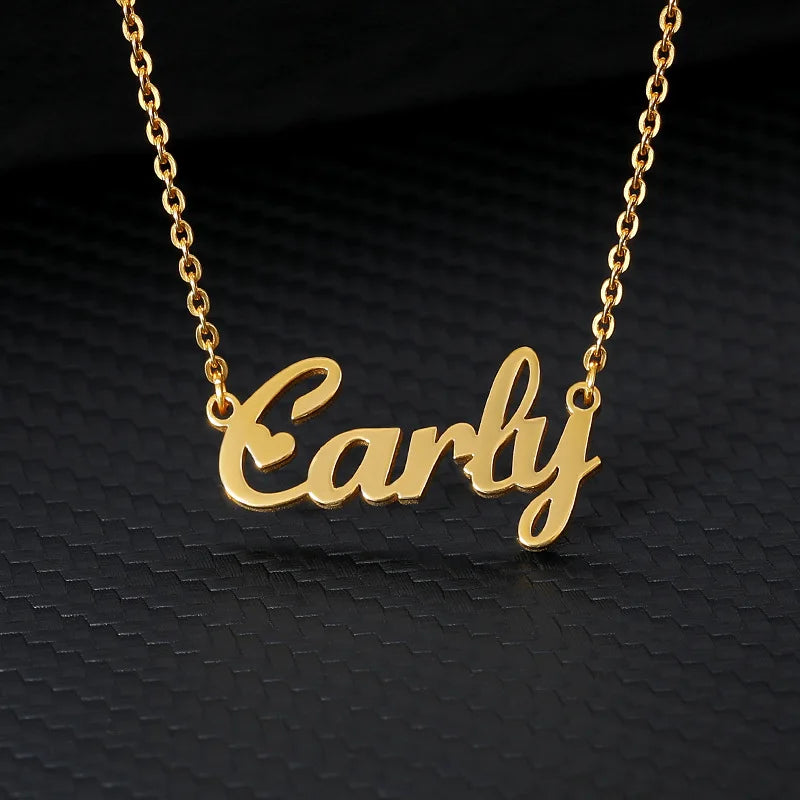 Beiver Stainless Steel Name Pendant Necklace Personalized Letter Silver Plated