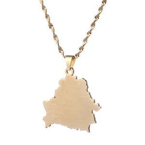 Belarus Map Stainless Steel Pendant Necklaces