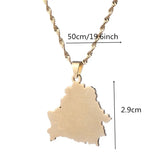 Belarus Map Stainless Steel Pendant Necklaces