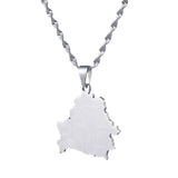 Belarus Map Stainless Steel Pendant Necklaces