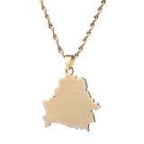 Belarus Map Stainless Steel Pendant Necklaces