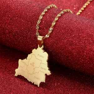 Belarus Map Stainless Steel Pendant Necklaces