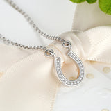 925 Silver Cubic Zirconia Horseshoe Necklace for Women
