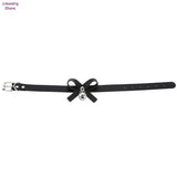 Leather Bell Choker Necklace Cat Cosplay Bow Collar Gothic Jewelry