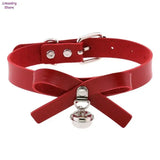 Leather Bell Choker Necklace Cat Cosplay Bow Collar Gothic Jewelry