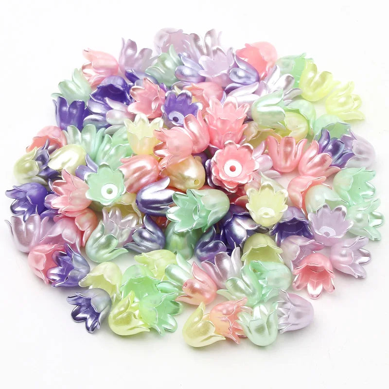 Orchid Shaped Macaron Acrylic Beads - Jewelry Making Accessories