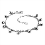 925 Sterling Silver Bell Anklet for Women, Sweet Birthday Jewelry