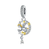 Real 925 Silver Car Beads Flower Dangles Jellyfish Charms Bracelet Bangles