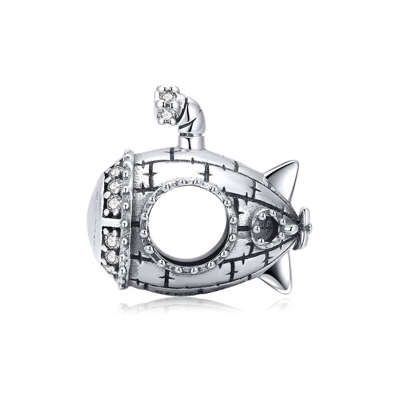Real 925 Silver Car Beads Flower Dangles Jellyfish Charms Bracelet Bangles
