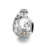 Real 925 Silver Car Beads Flower Dangles Jellyfish Charms Bracelet Bangles