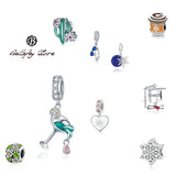 Bellafay 925 Silver Daisy Charm Cactus Beads Bracelet Bangle DIY Jewelry
