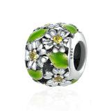 Bellafay 925 Silver Daisy Charm Cactus Beads Bracelet Bangle DIY Jewelry