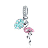 925 Silver Flamingo Charm Lemon Beads Camera Bracelet DIY Jewelry