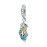 925 Silver 4 Leaf Clover Charm Heart Bead for Bracelet DIY Jewelry