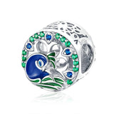 925 Silver 4 Leaf Clover Charm Heart Bead for Bracelet DIY Jewelry