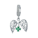 925 Silver 4 Leaf Clover Charm Heart Bead for Bracelet DIY Jewelry