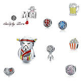 925 Silver Popcorn Beads Mom Charms Beer Mug Bracelet Bangle DIY Jewelry