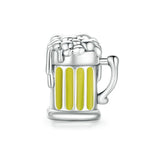 925 Silver Popcorn Beads Mom Charms Beer Mug Bracelet Bangle DIY Jewelry