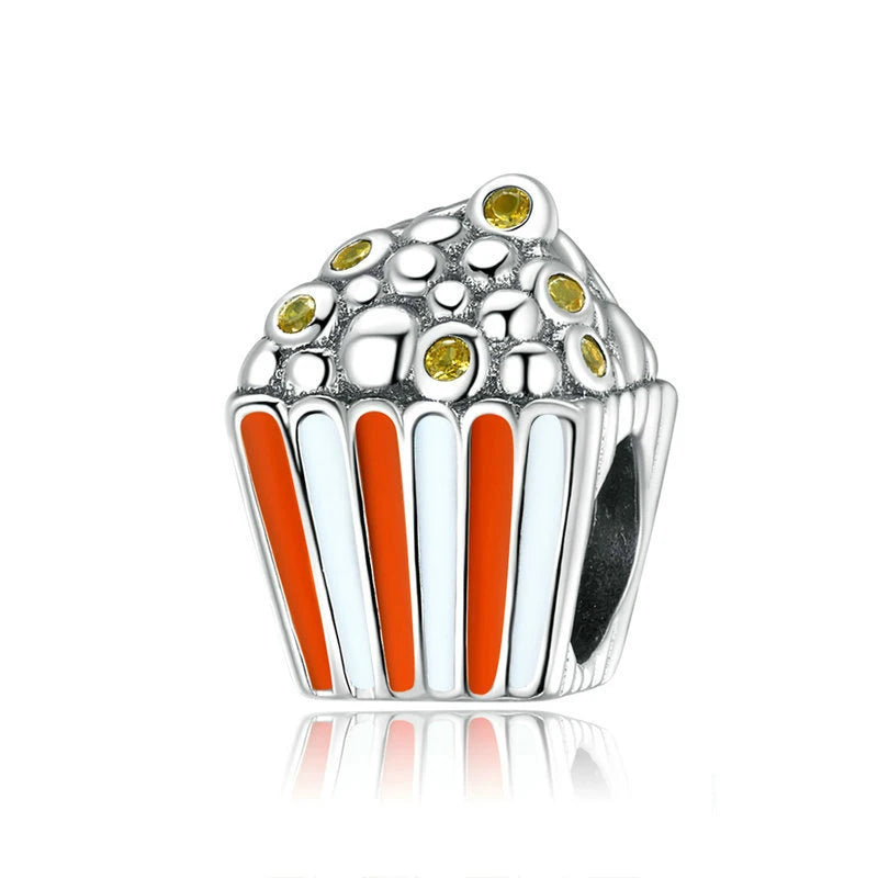 925 Silver Popcorn Beads Mom Charms Beer Mug Bracelet Bangle DIY Jewelry