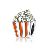 925 Silver Popcorn Beads Mom Charms Beer Mug Bracelet Bangle DIY Jewelry