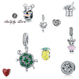 Bellafay Customed Tortoise Pendants 925 Silver Heart Beads Pineappe DIY Jewelry