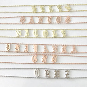 Characteristic Necklace Old English Alphabet Necklace