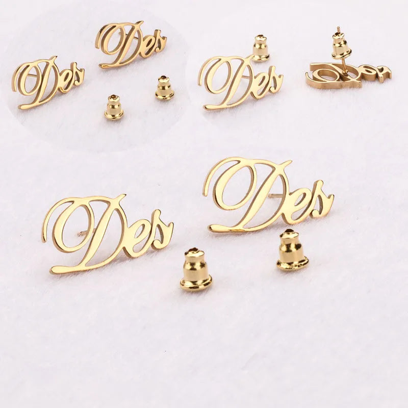 Alphabet Pattern Titanium Steel Earrings - Gift for Her