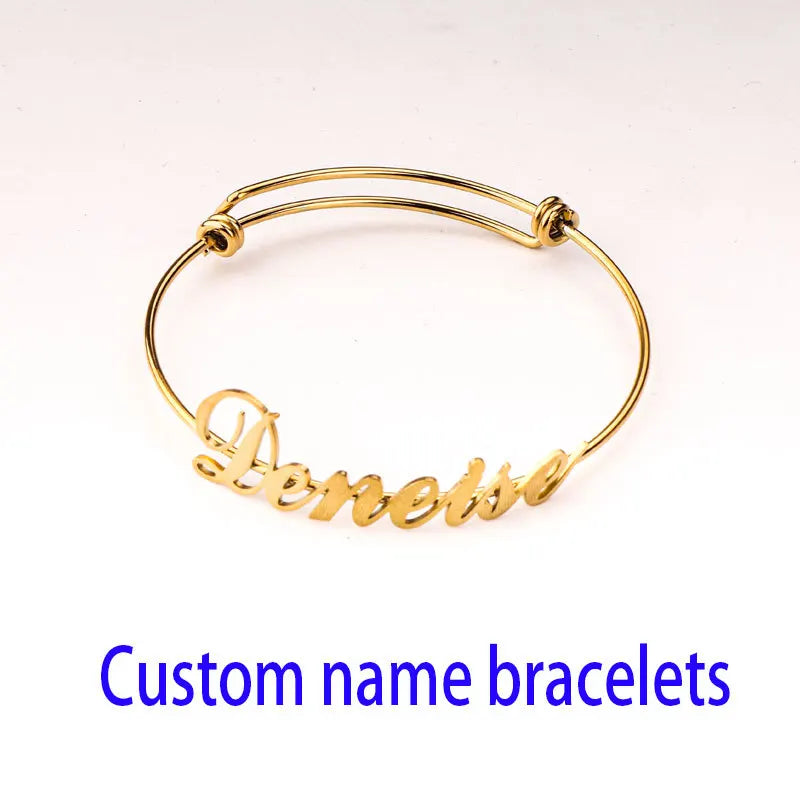 Stainless Steel Letter Adjustable Bracelet