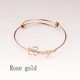 Stainless Steel Letter Adjustable Bracelet