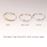 Stainless Steel Letter Adjustable Bracelet