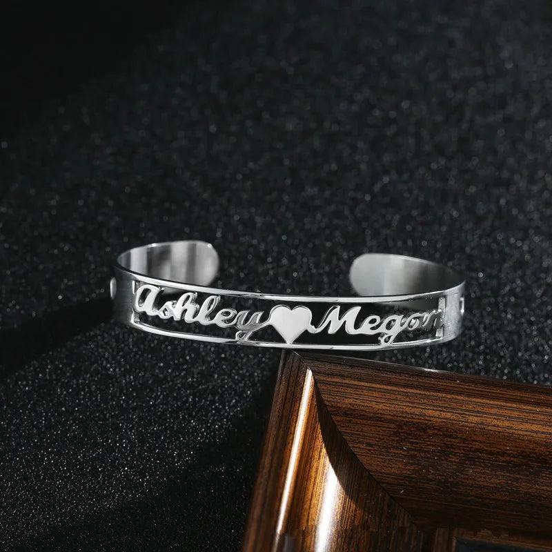 DIY Stainless Steel Name Cutout Bracelet 18K Real Letter Bracelet