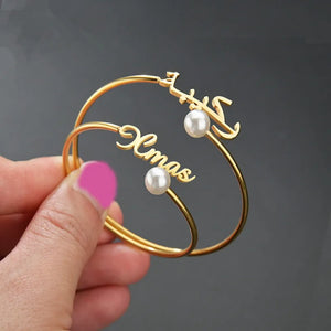 Stainless Steel Name Letter Bracelet Open Bracelet Can Lettering Birthday Gift