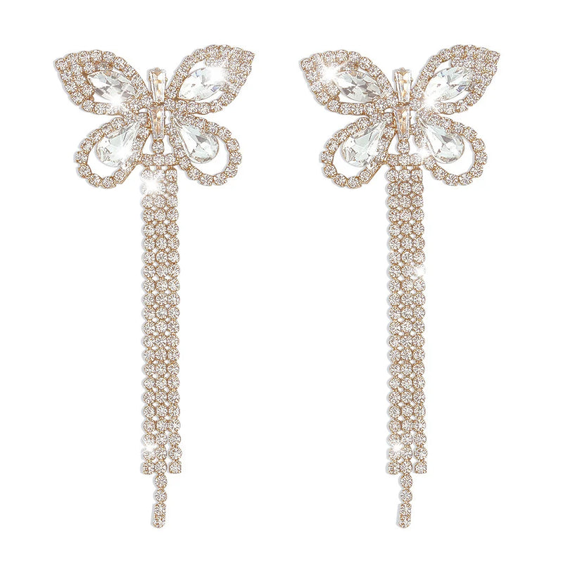 Diamond Butterfly Tassel Earrings - Elegant and Versatile Lady Earrings