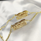 Double-Layer Stainless Steel 3D Necklace with Heart-Shaped Nameplate Gift