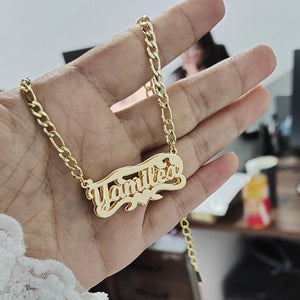 Double-Layer Stainless Steel 3D Necklace with Heart-Shaped Nameplate Gift