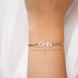 Stainless Steel Cuban Chain Bracelet 9mm Letter Bracelet Women's