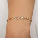 Stainless Steel Cuban Chain Bracelet 9mm Letter Bracelet Women's