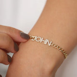 Stainless Steel Cuban Chain Bracelet 9mm Letter Bracelet Women's
