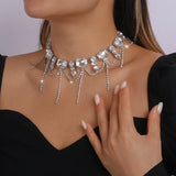 National Baroque Choker Neck Chain Rhinestone Tassel Ball Necklace