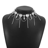 National Baroque Choker Neck Chain Rhinestone Tassel Ball Necklace