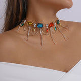 National Baroque Choker Neck Chain Rhinestone Tassel Ball Necklace