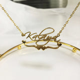 Stainless Steel Name Necklace Diamond Heart Letter Necklace