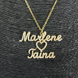 Stainless Steel Name Necklace Diamond Heart Letter Necklace