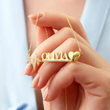Stainless Steel Name Necklace Diamond Heart Letter Necklace